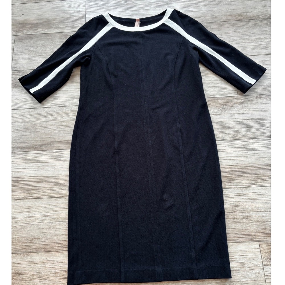 Marc Cain Additions Black White Stripe Sheath Dress HA 21.02 J51 Size N6 / US 12